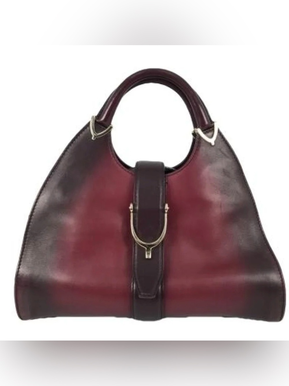 GUCCI 1921 STIRRUP WINE OMBRÉ CALFSKIN TOP HANDLE BAG